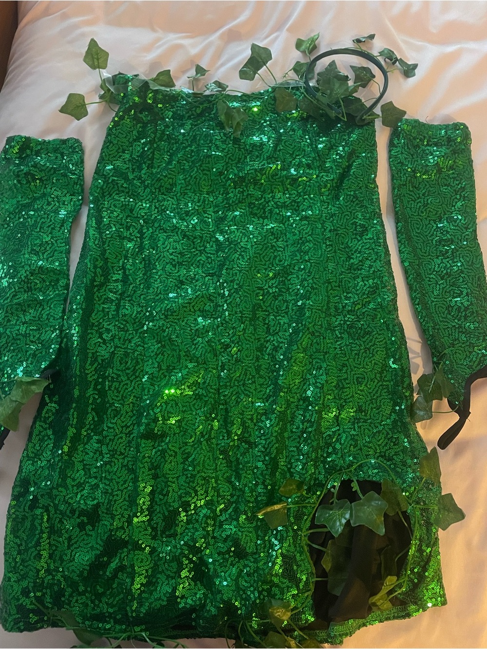Poison Ivy nspired Costume Dress with Leaf Accents